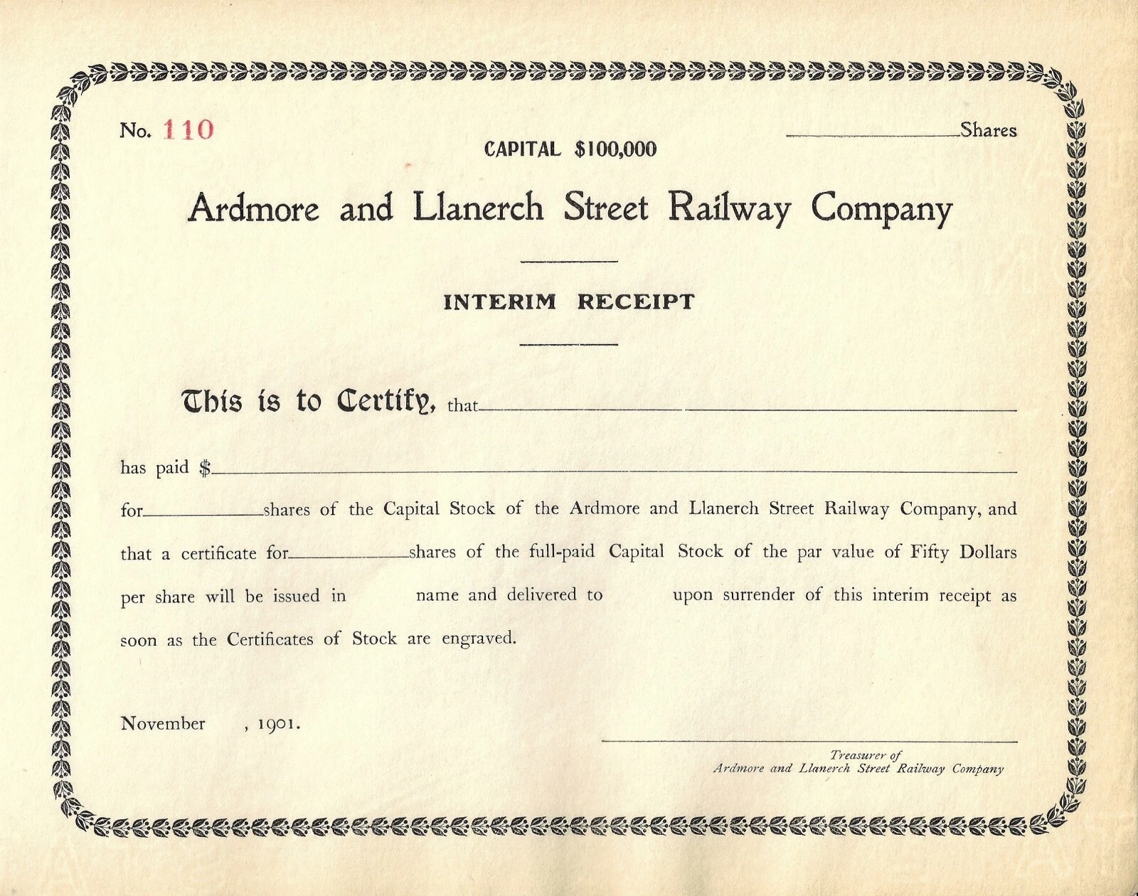 1901 Stock Certificate